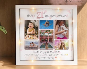 Personalised 21st Birthday gift for her, Daughter 21st Milestone frame, Granddaughter 21st Gifts for her, twenty one photo collage