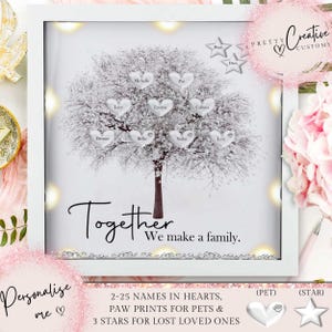 Personalised family tree framed print, Together family gift, Mothers day gift, Christmas gift, Mum birthday, Nan birthday, Gifts for her,