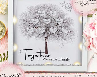 Personalised family tree framed print, Together family gift, Mothers day gift, Christmas gift, Mum birthday, Nan birthday, Gifts for her,