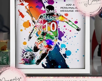 Jungen Fußball personalisierte Geschenk Fußball Kunstdruck Geburtstagsgeschenk für Jungen benutzerdefinierte Wandkunst für Fußballfan 13.16.18.21.Geburtstagsgeschenk