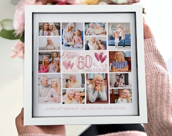 Marco de fotos personalizado para collage de 60 cumpleaños, regalo para recordar este hito.