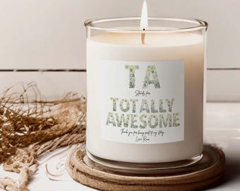 Personalised Thank You Teaching Assistant Candle Gift, TA Summer Holidays Candle Gift School Teacher Gift