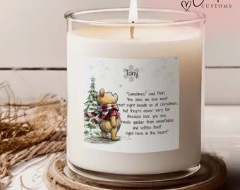 Personalised Christmas memorial candle, Sympathy candle, Bereavement Gift, Miss you Christmas, Winnie the Pooh, Thinking of you Condolence