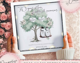 70th Wedding anniversary Gift, Platinum wedding anniversary gift for parents,  70th Platinum Anniversary milestone frame for grandparents