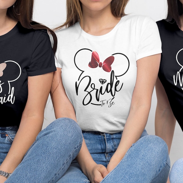 Minnie Mouse bruid T-shirt, Disney bruid Squad shirts, vrijgezellen T-shirts, vrijgezellenfeest shirts, bruids partij t-shirts