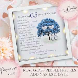 Personalised 65th Wedding anniversary Gift, Sapphire wedding anniversary frame, 65th anniversary, Sapphire Anniversary milestone keepsake
