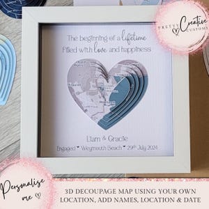 Verlovingscadeau, gepersonaliseerde kaartafdruk, lijst locatie voorstel, cadeau verloofde, cadeau stel, huwelijkscadeau