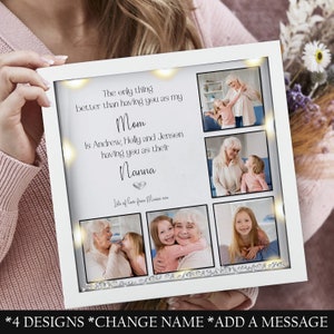 Grandparents gift Gifts for her Mums Christmas gift personalised photo frame Mum birthday gift Nan gifts Christmas gift Mom LED Light gift