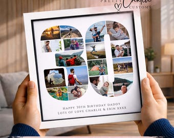Personalised 30th Birthday Photo collage Frame, Gift for Son, Dad 30th Birthday present, Husband 30th frame