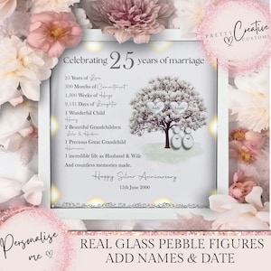 Personalised 25th Wedding anniversary Gift, Silver wedding anniversary frame, 25th anniversary, Silver 25th Anniversary milestone keepsake