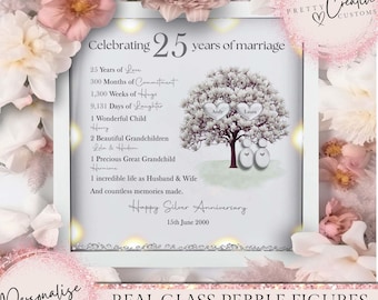 Personalised 25th Wedding anniversary Gift, Silver wedding anniversary frame, 25th anniversary, Silver 25th Anniversary milestone keepsake