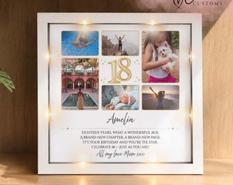 Personalised 18th Birthday gift for her, Daughter 18th Milestone frame, Granddaughter 18th Gifts for her, eighteen photo collage