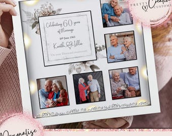 Gepersonaliseerde ingelijste print 60e huwelijksverjaardag | Diamanten jubileum | Lijst voor stellen | Mijlpaal jubileumcadeau