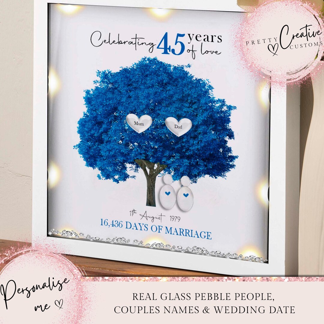 45th Wedding Anniversary Gift Family Tree Framed Print Sapphire