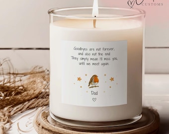 Personalised Christmas memorial candle, Sympathy candle, Bereavement Gift, Miss you Christmas, When robins appear, Thinking of you