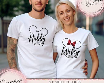 Disney Mr Mrs t shirts, Wifey and Hubby t-shirt, Newlyweds t-shirts,  Honeymoon tees, Couples tshirt, Just married shirt,