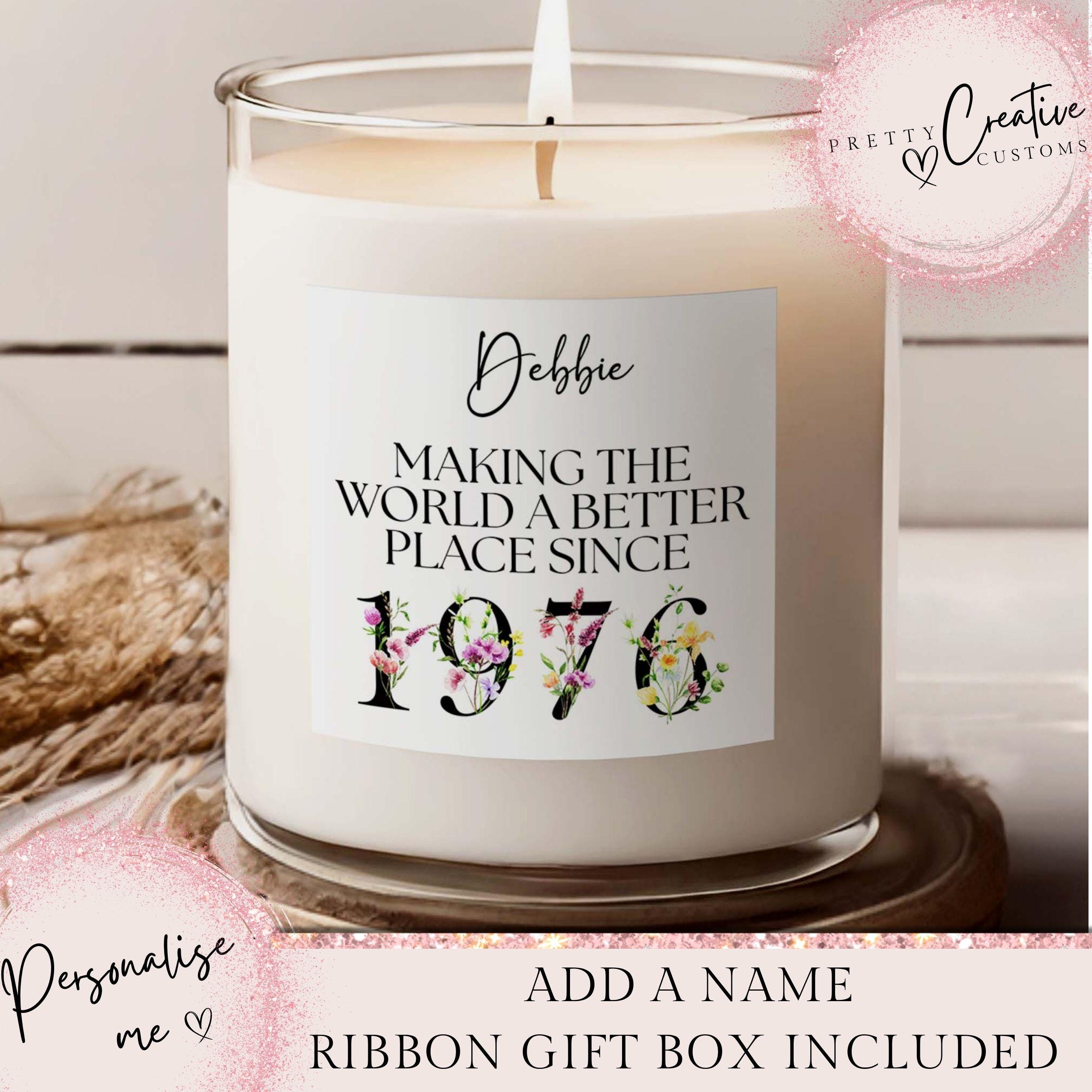 50th Birthday scented candle, Making the world a better place since 1976, Happy 50th Birthday, 50s,50, 50th, 50th Birthday Gift, 1976 FLORAL