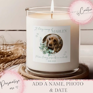 Pet Memorial Candle, Personalised Pet Loss Candle, Dog Lover Soy Wax Scented Candle, Pet Memorial Pet Loss Custom Gift, In Loving Memory