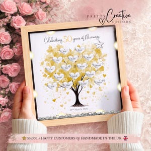 Personalisiertes Geschenk zum 50 Stammbaum gerahmter Druck | Geschenk zur Goldenen Hochzeit | Jubiläumsmeilenstein Geschenk