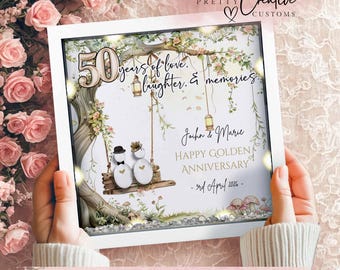 50th Wedding anniversary Gift | Framed Anniversary Pebble Art Gift | Golden wedding anniversary gift | Wedding Gift | milestone gift