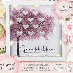 Personalised family tree frame, Mothers day gift, Grandchildren family tree print, Mum birthday, Nans birthday, Gifts for her, New home gift