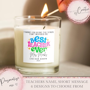 Personalisierte Lehrer Geschenk, Dankeschön für Lehrer, Ende des Begriffs Geschenk, Kindergarten Lehrer Kerze Geschenk, Lehr-Assistent Kerze