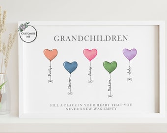 Cadeau de famille personnalisé, cadeau fête des mères, cadre nounou, cadeau d'anniversaire pour maman, cadeau d'anniversaire pour nounou, cadeau petits-enfants, cadeau de Noël pour elle