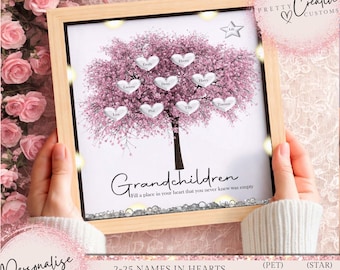 Personalised family tree framed print, Grandchildren Christmas gift, Mothers day, Mums birthday, Nans birthday, Gifts for her, New home gift