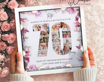 Personalised 70th Birthday gift for her, 70th Milestone collage frame, Born in  1956, seventieth photo collage, Mum Birthday picture frame