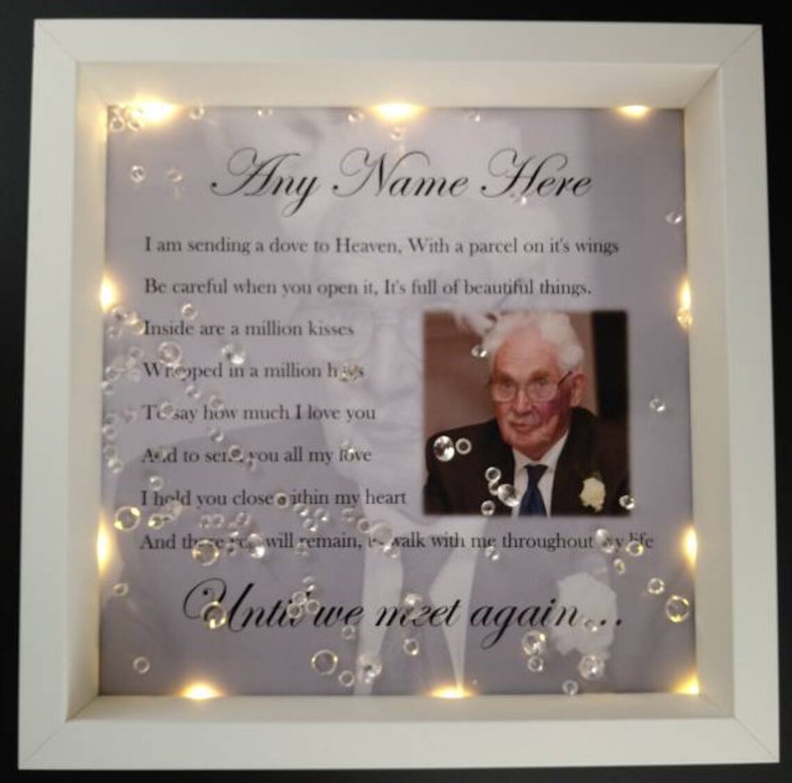 Personalised memorial photo frame sending a dove to heaven Etsy