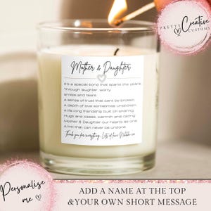 Mothers Day gift, Personalized mum photo candle Gift, Mom Gift, Mothers Day Candle, New Mom Gift, Candle For Mother and daughter