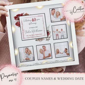 40th anniversary gift Ruby wedding anniversary gift for her 40th anniversary gift for him wedding gift 40th anniversary frame LED light gift