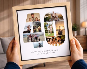 Cadre personnalisé pour collage photo 40e anniversaire, cadeau pour fils, cadeau 40e anniversaire papa, cadre 40e mari