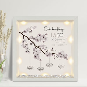 15th Wedding Anniversary Gift Family Tree Framed Print - Etsy UK