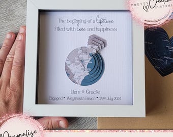 Regalo di fidanzamento personalizzato, regalo di fidanzamento con mappa 3D, regalo per lei, regalo di proposta, regalo per fidanzato, regalo per coppie, regalo personalizzato, regalo di nozze per coppie