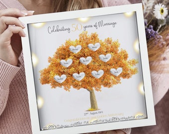 50th Wedding anniversary Gift | Family tree framed print | Golden wedding anniversary gift | Wedding Gift | Anniversary milestone gift