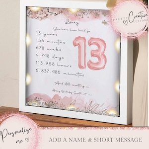 13e verjaardag cadeau meisje Gepersonaliseerd verjaardagscadeau Dochter verjaardagscadeau 13e mijlpaal verjaardag lijst Cadeaus voor haar kleindochter cadeau