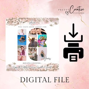 May include: A digital birthday collage featuring the number 18 filled with various photos of a person. The text reads Ava, You have been loved for 18 Years, And still counting, and Happy 18th Birthday love always Grandma & Grandad.