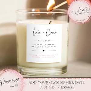 Personalised engagement candle, Gift For Her scented candle, couples engagement gift, proposal gift, wedding day gift for couple