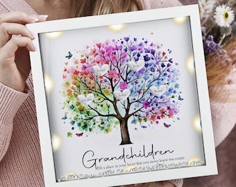 Personalised family tree, Grandchildren fill a place, Mothers day, Mum birthday, Nans birthday, Gifts for her, New home gift, LED light gift