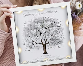 25th Wedding anniversary Gift | Family tree framed print | Silver wedding anniversary gift | Wedding Gift | Anniversary milestone gift