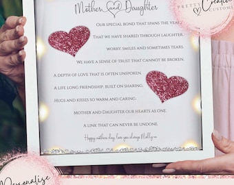 Mother and daughter personalised frame, Daughter Christmas gift, Gifts for her, mum birthday gift, Daughter birthday present, gifts for Mum