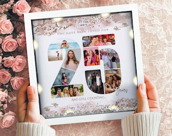 Personalised 25th Birthday gift for her, 25th Milestone collage frame, Born in  2001, twenty-fifth photo collage, Daughter Birthday frame