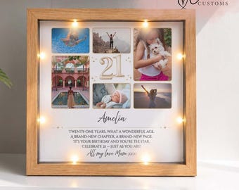 Personalised 21st Birthday gift for her, Daughter 21st Milestone frame, Granddaughter 21st Gifts for her, twenty one photo collage