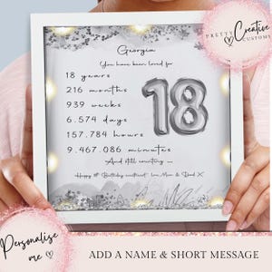 18th Birthday gift for girls Personalised Birthday gift Daughter birthday gift 18th Milestone birthday frame Granddaughter gift Gift for her
