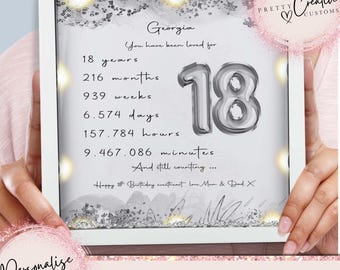 Cadeau d'anniversaire 18e pour fille Cadeau d'anniversaire personnalisé Cadeau d'anniversaire fille Cadre d'anniversaire jalon 18e anniversaire Cadeau petite-fille Cadeau pour elle