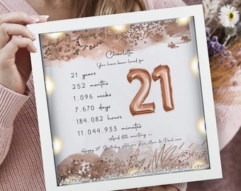 21st Birthday gift Personalised Birthday gift Daughter birthday gift 21st Milestone birthday frame Granddaughter Gifts for her