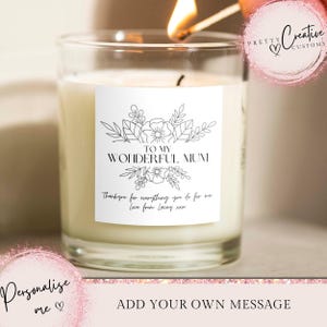 Mothers Day gift, Personalized mum candle Gift, Mom Gift, New Mother Gift, Mothers Day Candle, New Mom Gift, Candle For Mum, wonderful mom