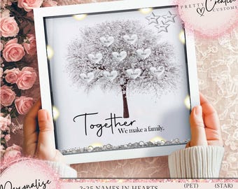 Impresión enmarcada de árbol genealógico personalizado, regalo familiar conjunto, regalo del día de la madre, regalo de Navidad, cumpleaños de mamá, cumpleaños de Nan, regalos para ella,