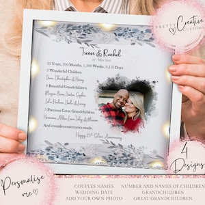 Personalised 25th wedding anniversary gift, Personalised Family tree frame print, silver wedding anniversary gift, wedding gift, couple gift